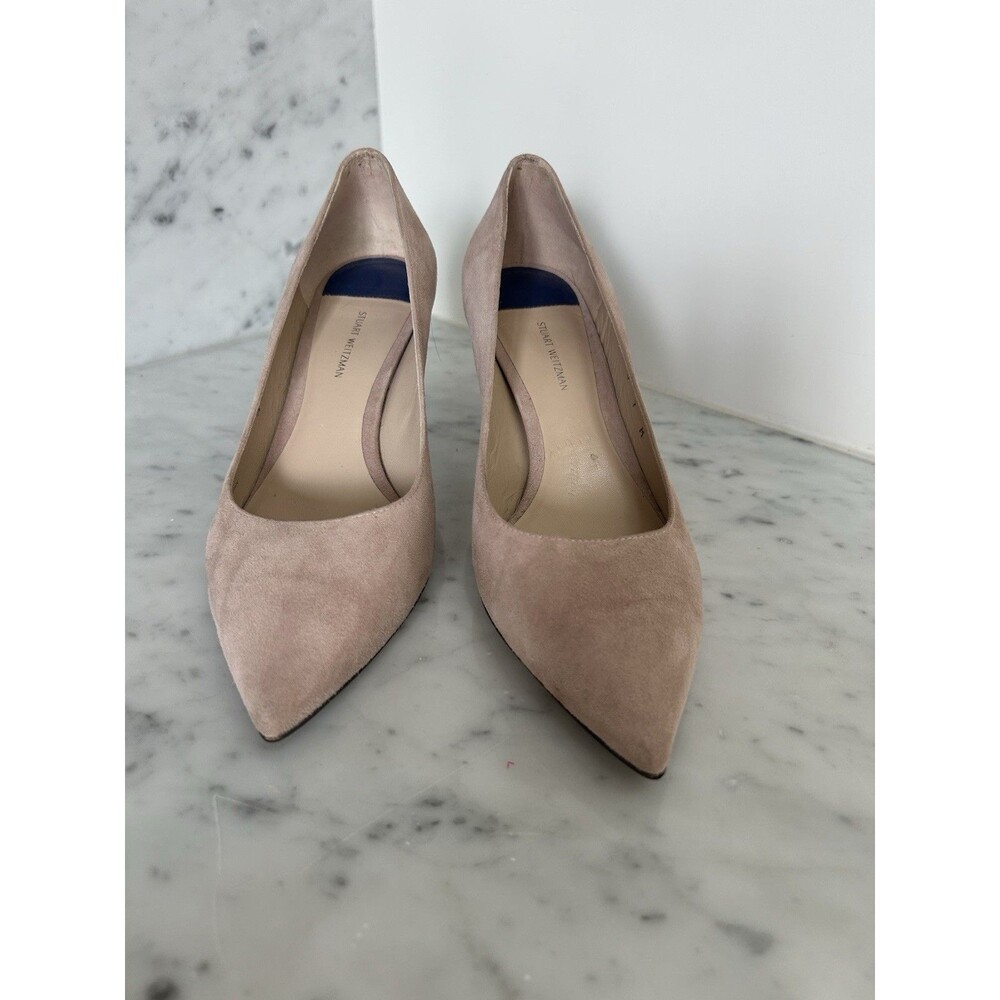 Stuart Weitzman Tippi 70 Suede Pointed Pumps 7M Blush Pink Dolce